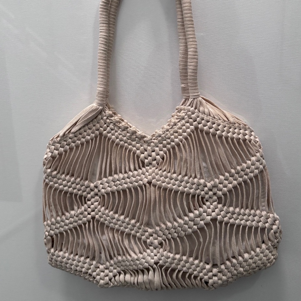 London Kaye Woven Macrame Shoulder Tote Bag